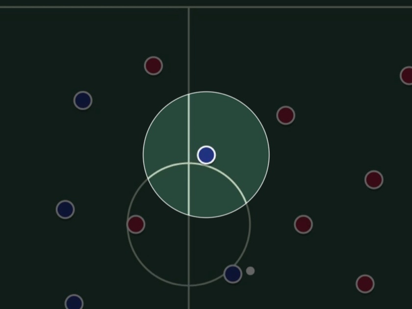 The picture dimmed except for a bright circle around one player